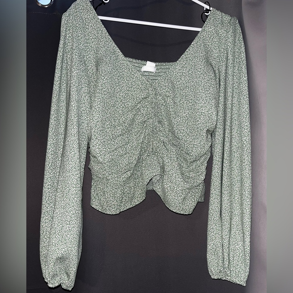 H&M Green Floral Blouse